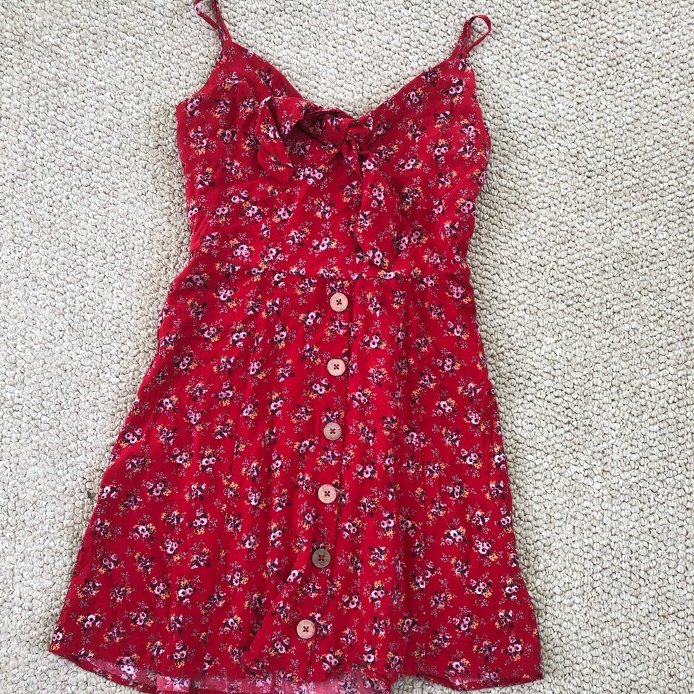 Red floral sundress